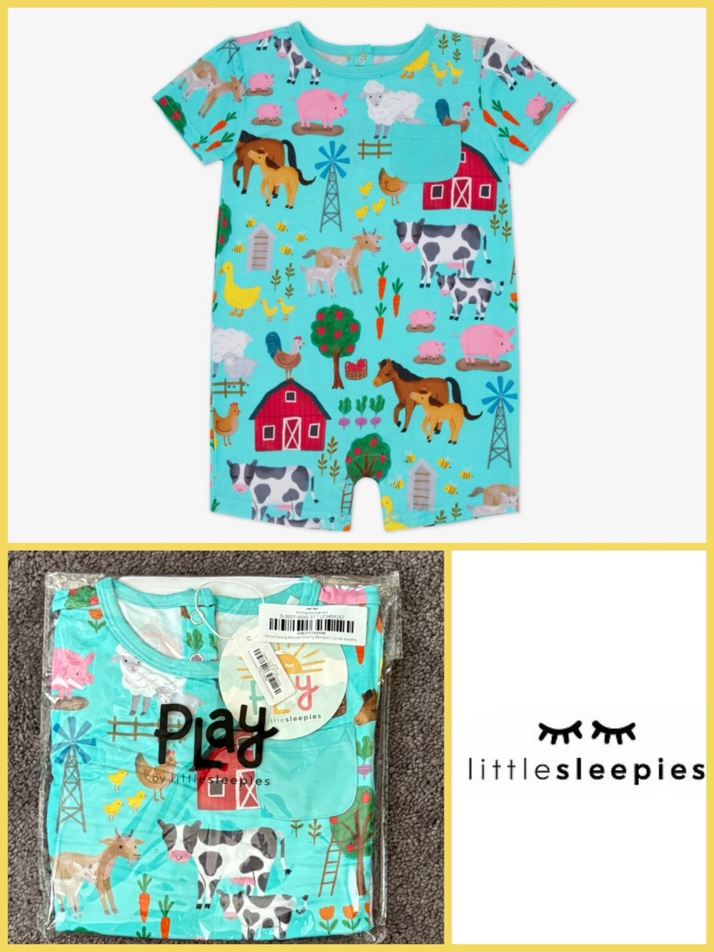 Little Sleepies Farm Family Romper 12-18